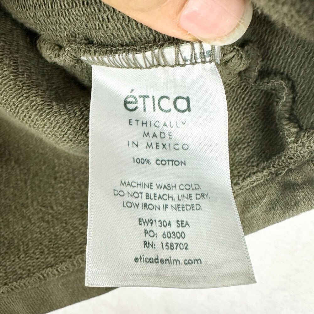 Etica Marie Puff Sleeve Sweatshirt Size Small Sea Turtle Green French Terry - Picture 5 of 5